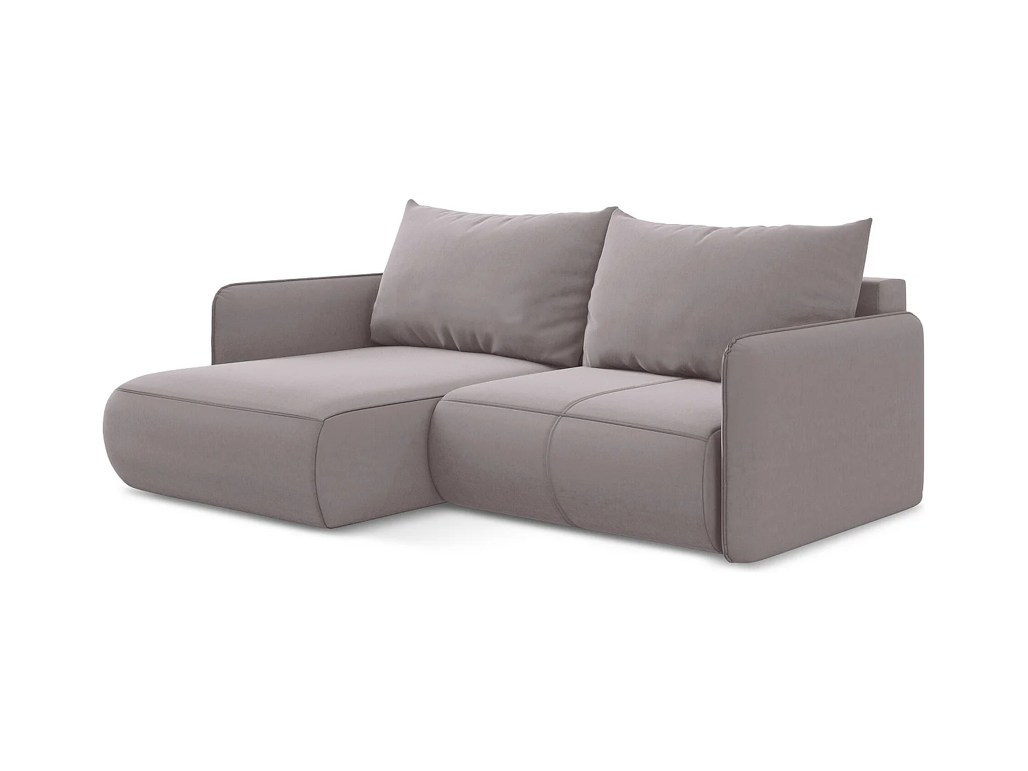 2,5-Sitzer Ecksofa mit Schlaffunktion - Ecke Links - Samt - Lavendel - NANEA
