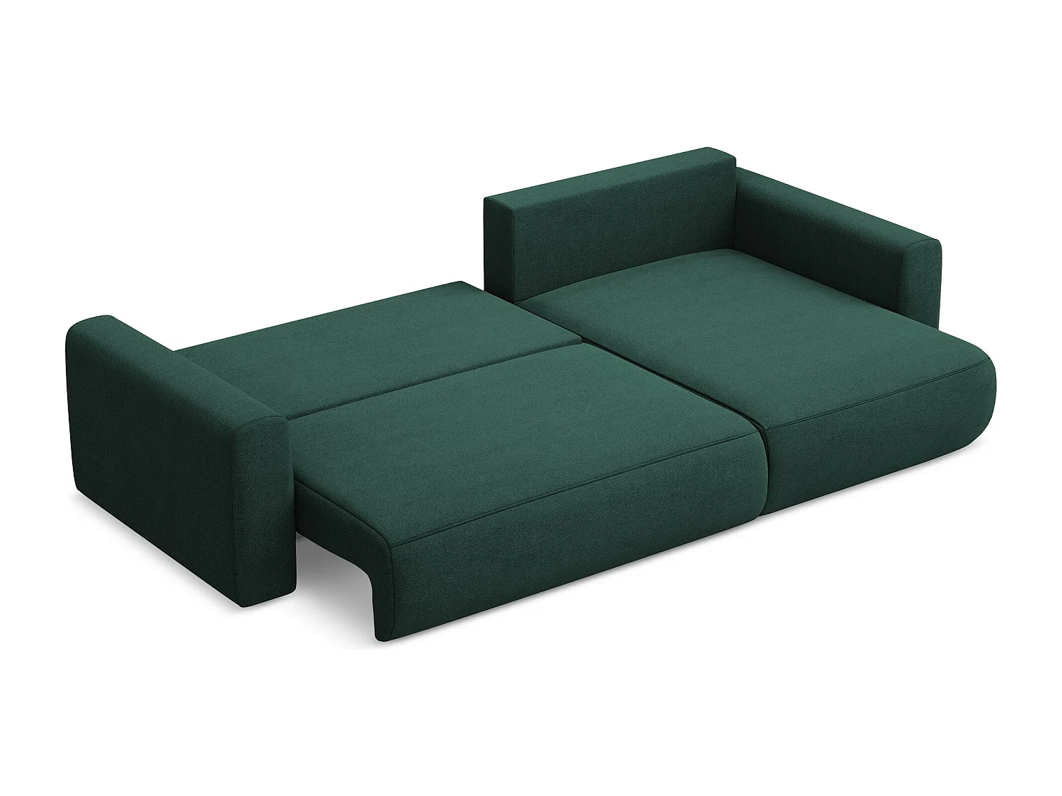 Canapé d’angle 3 places droit convertible en tissu texturé - bouteille verte - KAPUA