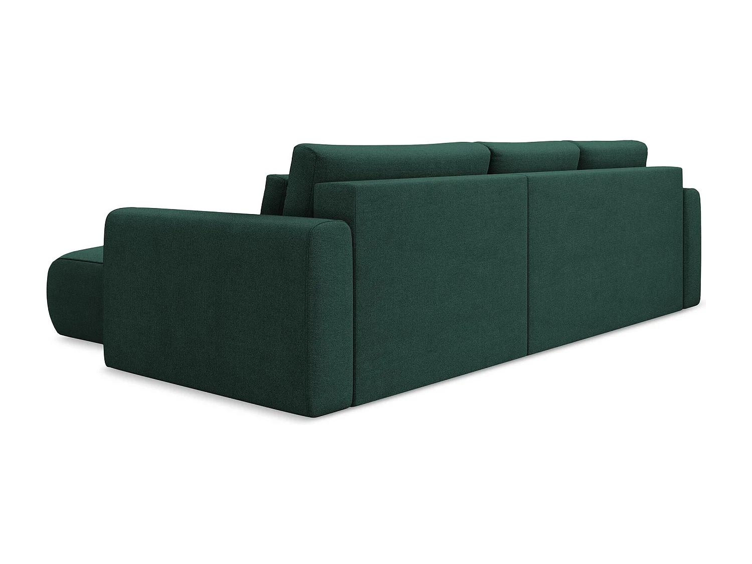 Canapé d’angle 3 places droit convertible en tissu texturé - bouteille verte - KAPUA