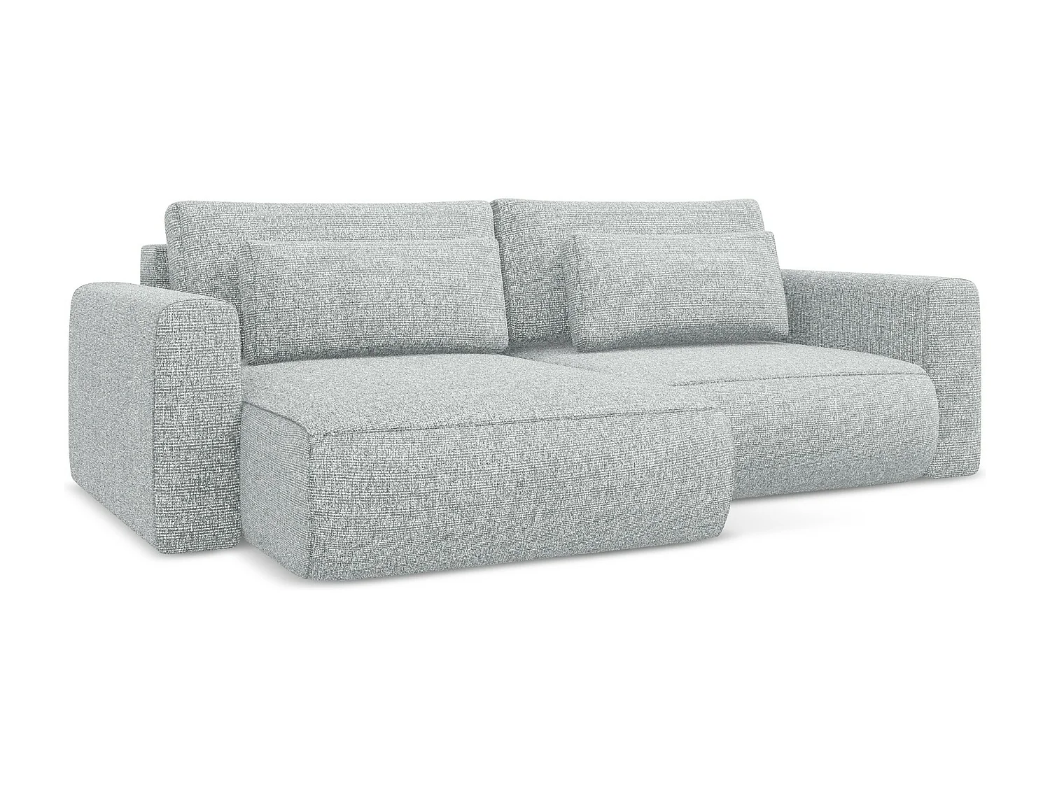 Narożnik lewostronny z funkcją spania - z tkaniny strukturalnej - srebrny - KAPUA