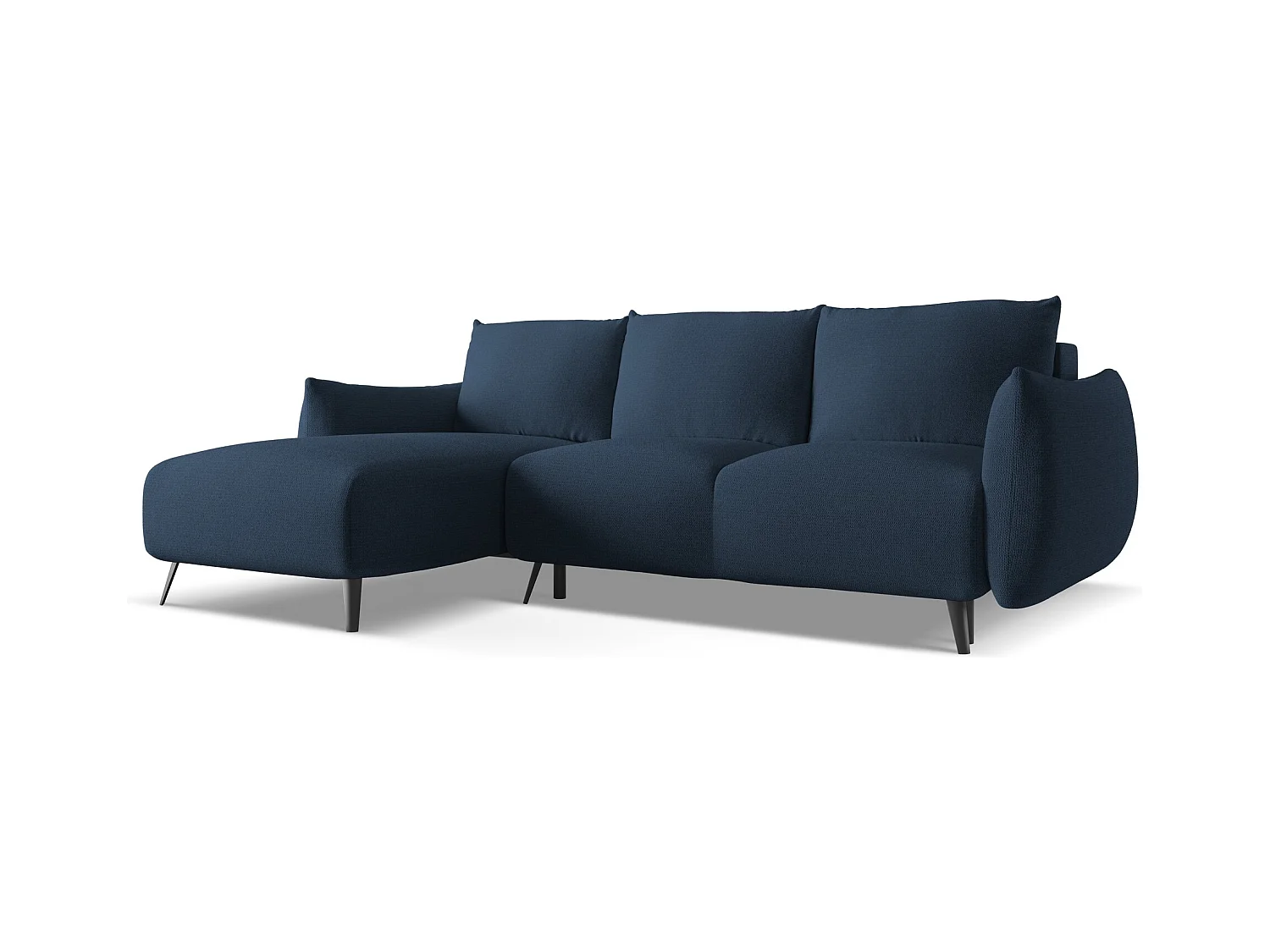 3-Sitzer Ecksofa mit Schlaffunktion - Ecke Links - Chenille - Königsblau - MALIE