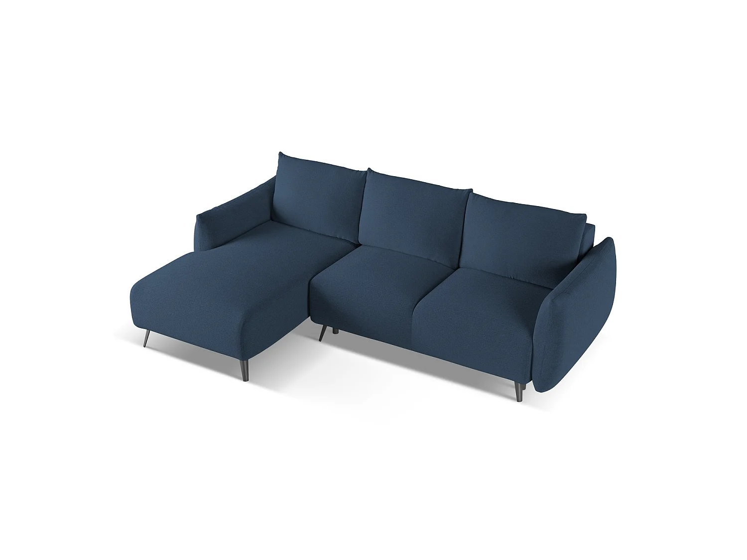 3-Sitzer Ecksofa mit Schlaffunktion - Ecke Links - Chenille - Königsblau - GENOVA