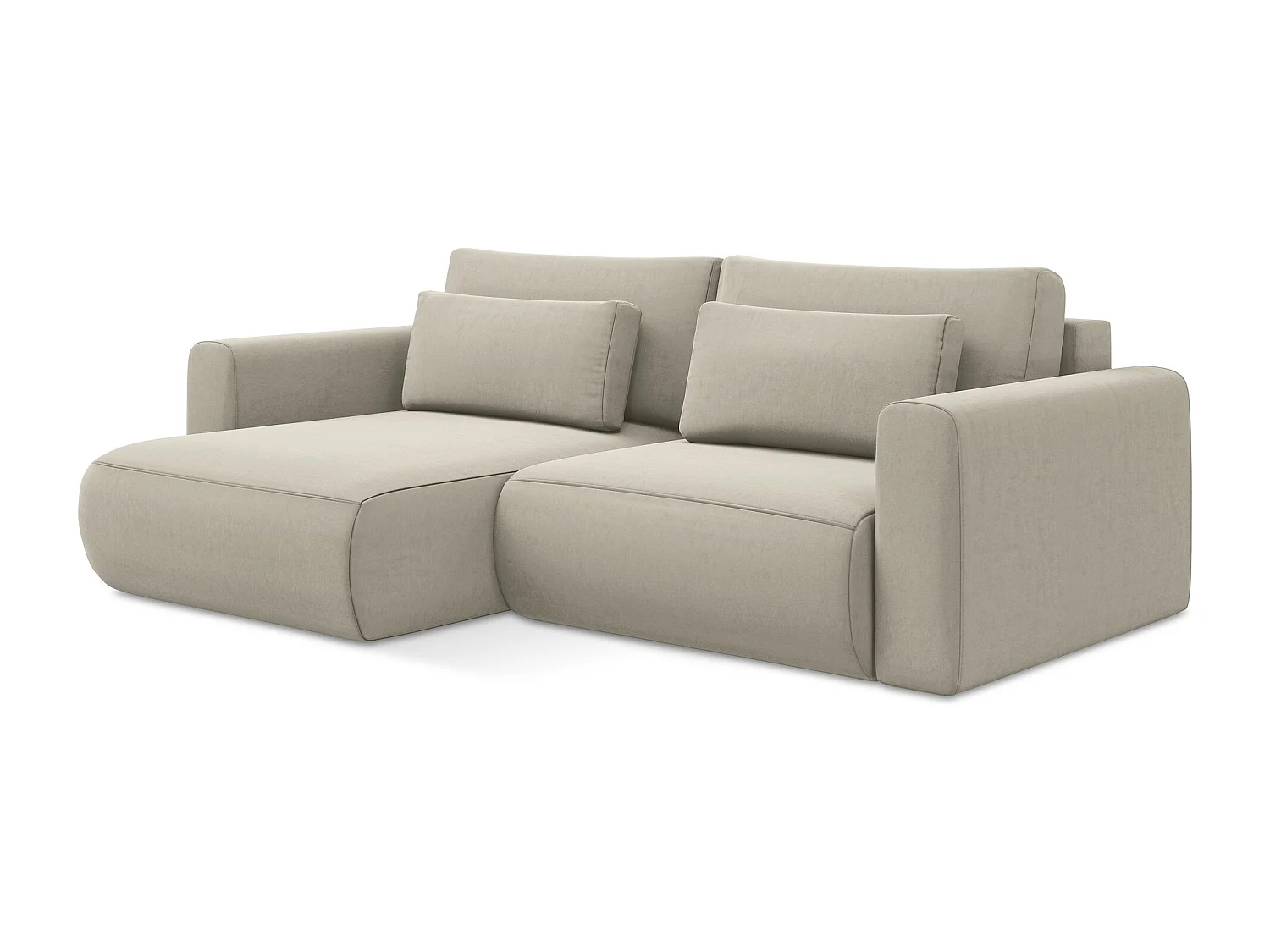 2-Sitzer Ecksofa mit Schlaffunktion - Ecke Links - Samt - Perle - KAPUA