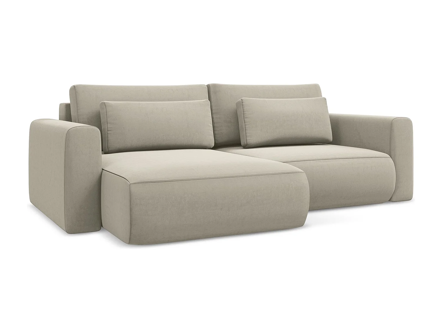 2-Sitzer Ecksofa mit Schlaffunktion - Ecke Links - Samt - Perle - KAPUA