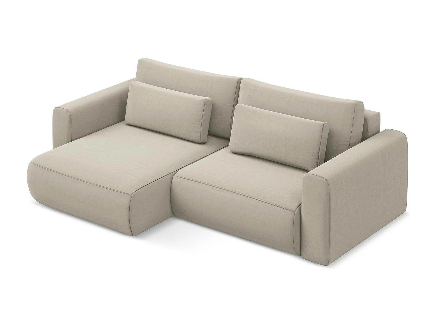 2-Sitzer Ecksofa mit Schlaffunktion - Ecke Links - Samt - Perle - KAPUA