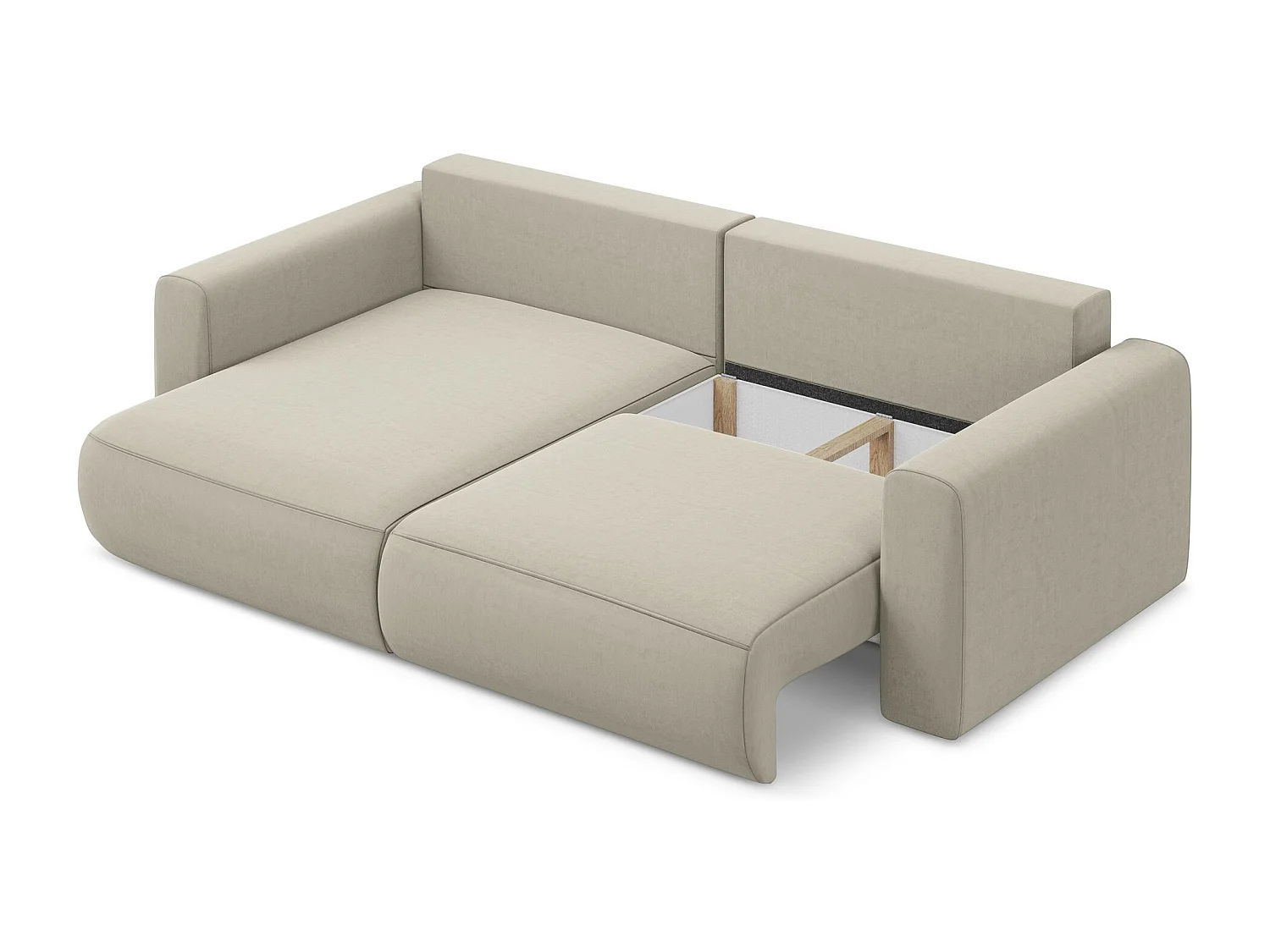 2-Sitzer Ecksofa mit Schlaffunktion - Ecke Links - Samt - Perle - KAPUA