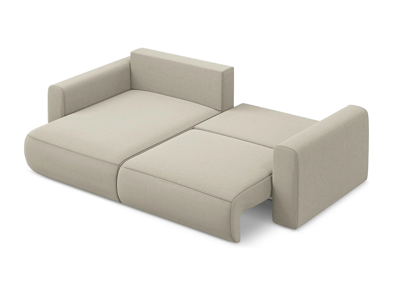 2-Sitzer Ecksofa mit Schlaffunktion - Ecke Links - Samt - Perle - KAPUA
