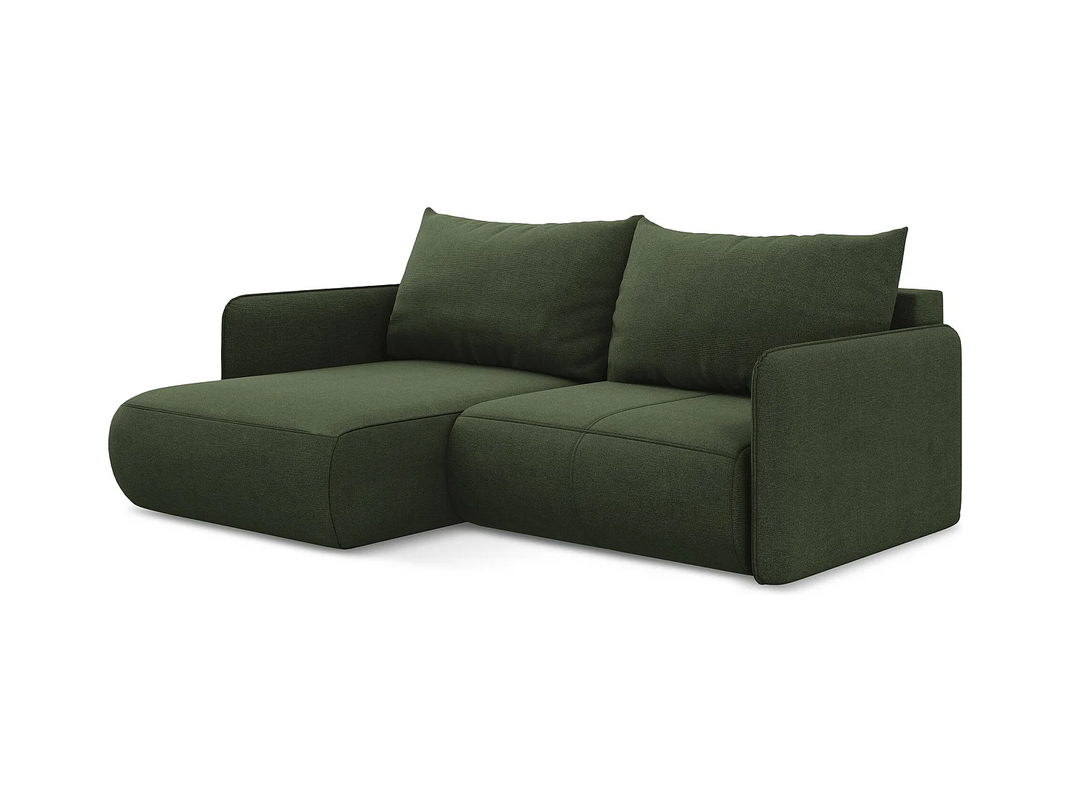 Canapé d’angle 2,5 places gauche convertible en tissu texturé - olive - NANEA