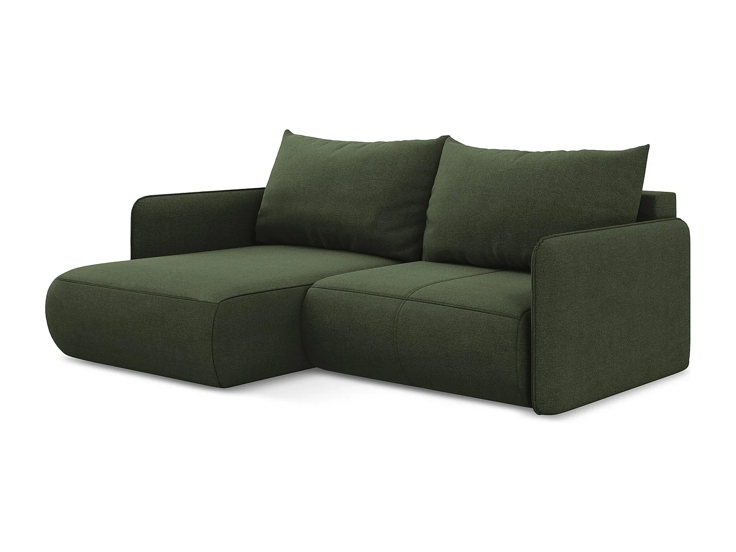 2,5-Sitzer Ecksofa mit Schlaffunktion - Ecke Links - Strukturstoff - Olive - NANEA