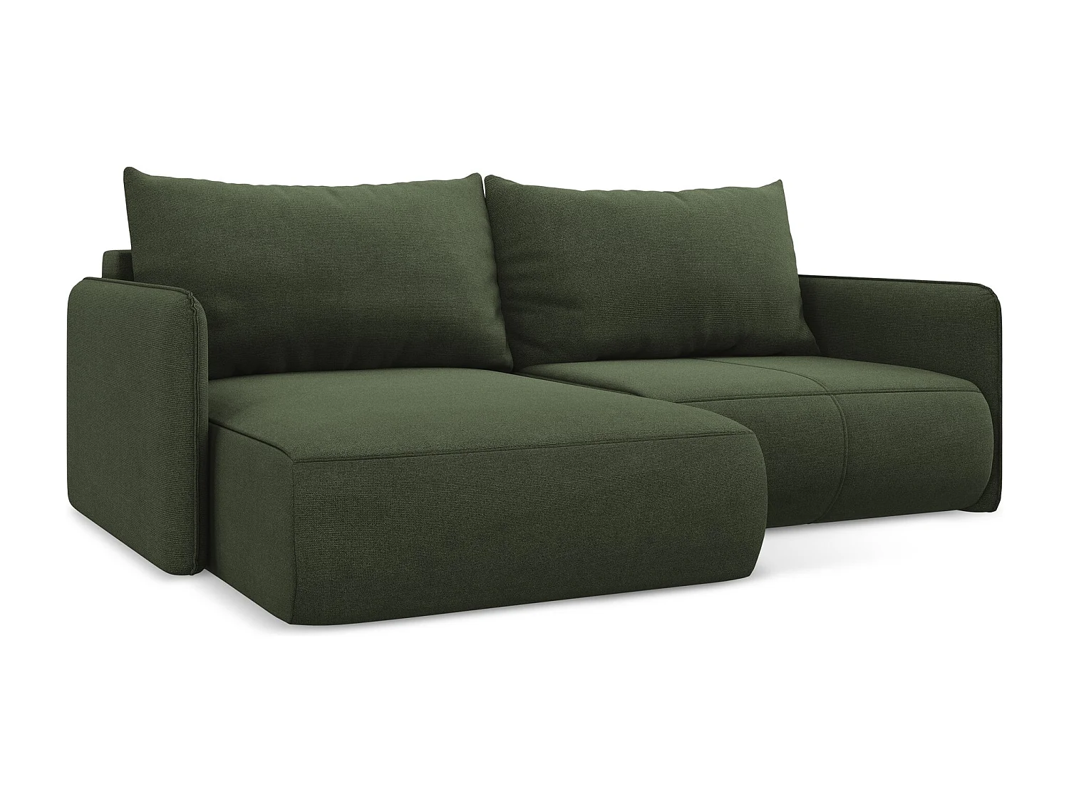 2,5-Sitzer Ecksofa mit Schlaffunktion - Ecke Links - Strukturstoff - Olive - NANEA