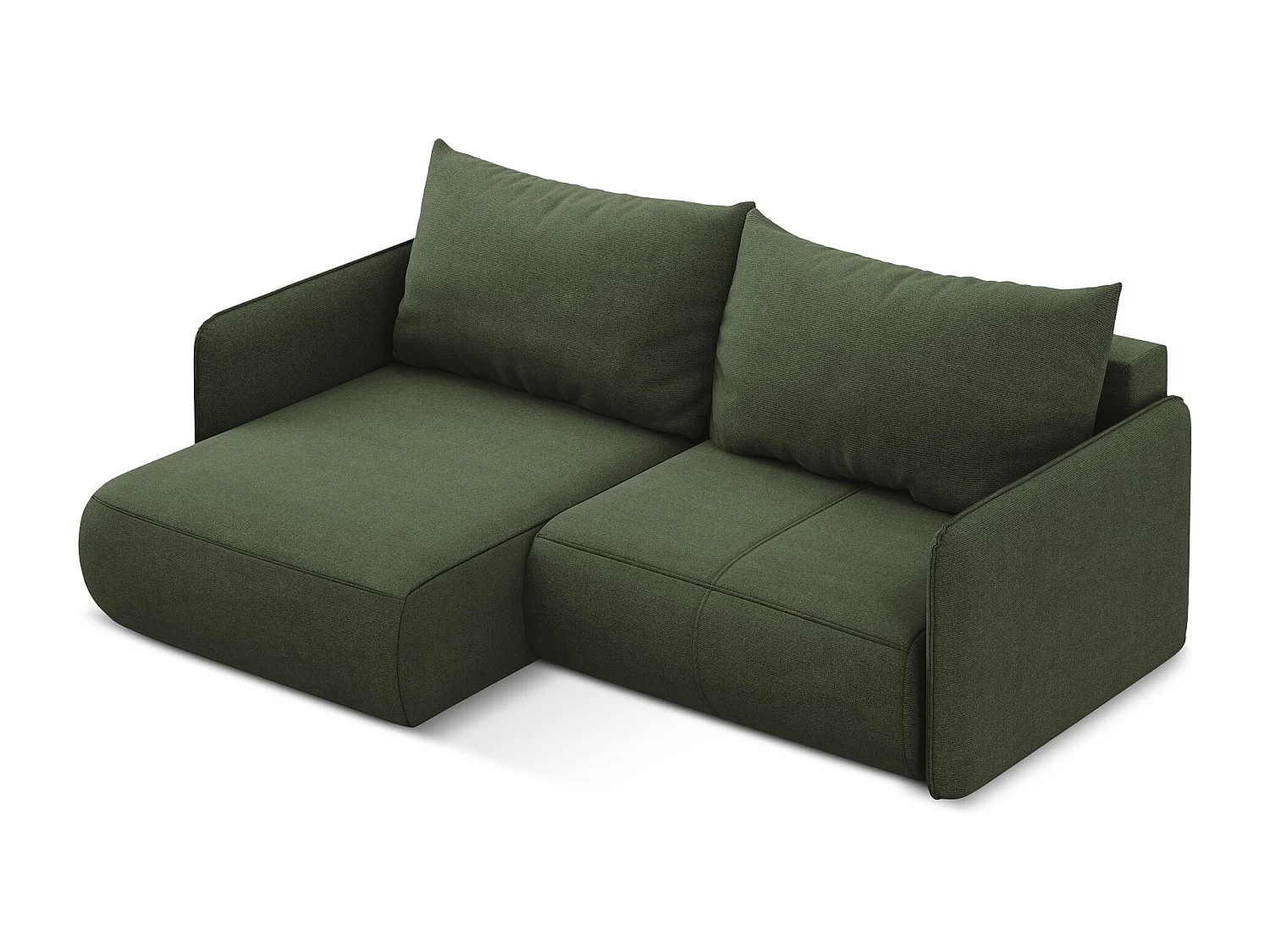 2,5-Sitzer Ecksofa mit Schlaffunktion - Ecke Links - Strukturstoff - Olive - NANEA