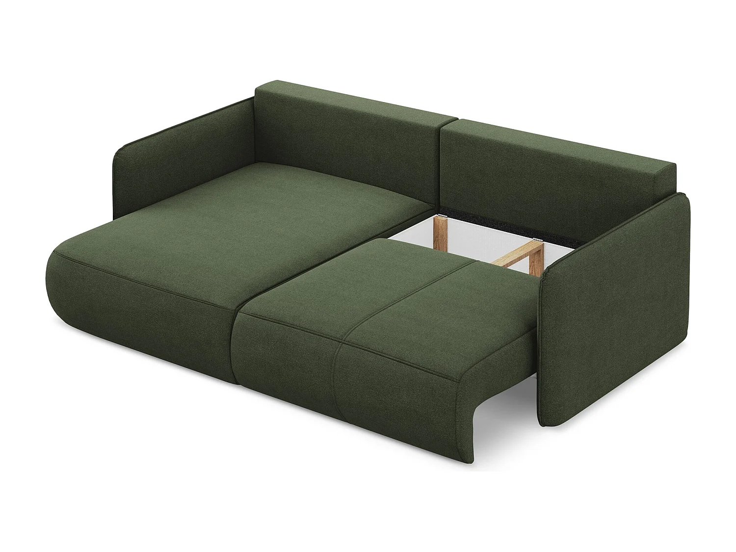 2,5-Sitzer Ecksofa mit Schlaffunktion - Ecke Links - Strukturstoff - Olive - NANEA