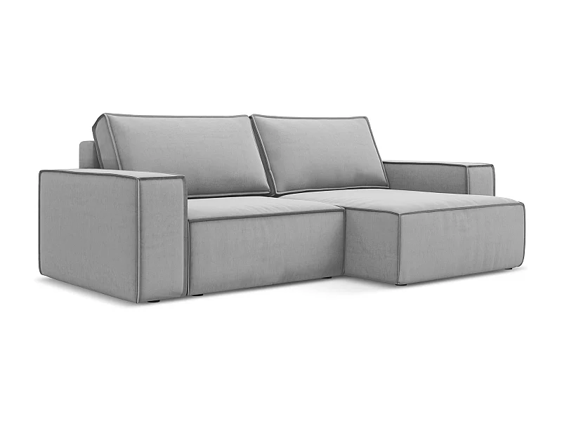 2-Sitzer Ecksofa mit Schlaffunktion - Ecke Rechts - Samt - Grau - KIMO
