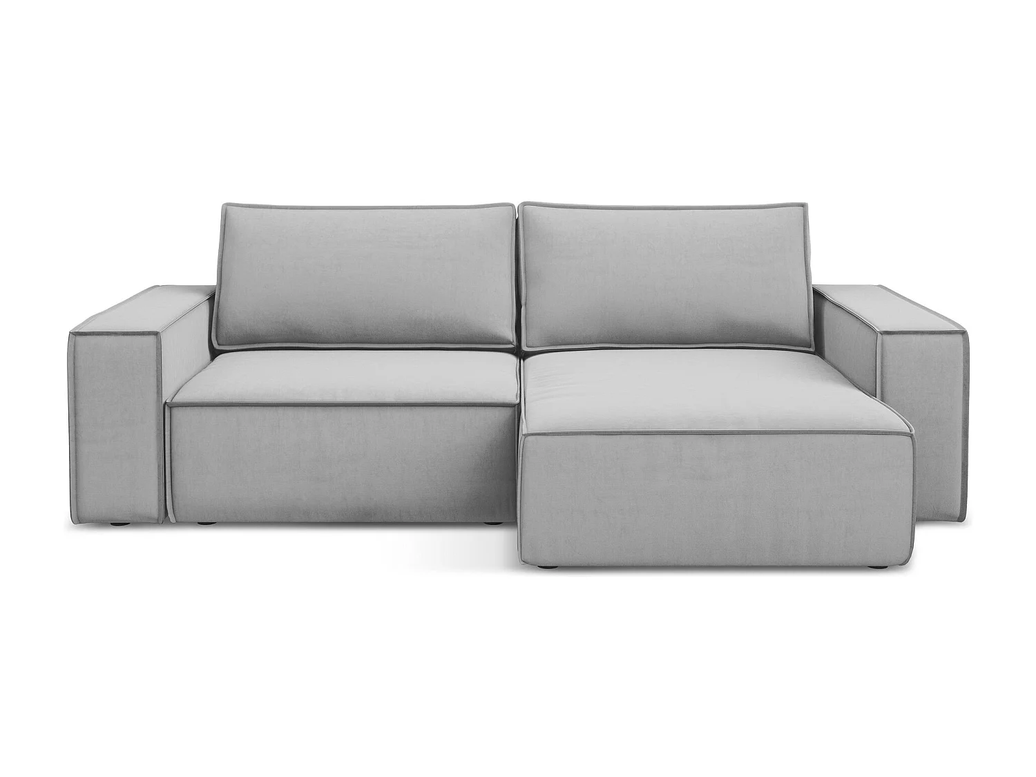 2-Sitzer Ecksofa mit Schlaffunktion - Ecke Rechts - Samt - Grau - KIMO