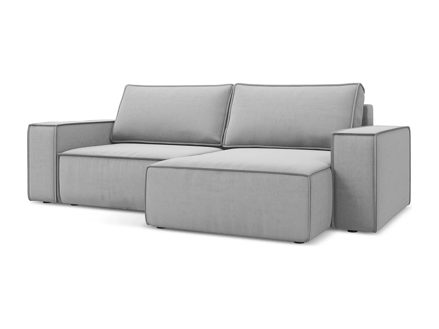 2-Sitzer Ecksofa mit Schlaffunktion - Ecke Rechts - Samt - Grau - KIMO