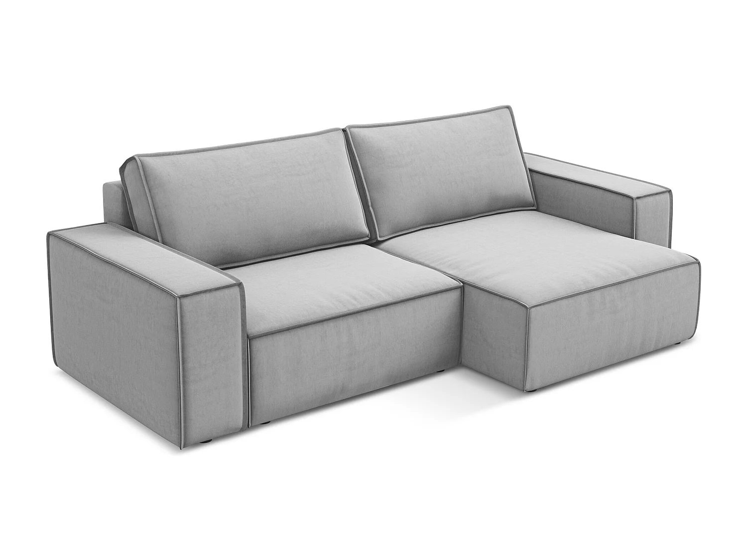 2-Sitzer Ecksofa mit Schlaffunktion - Ecke Rechts - Samt - Grau - KIMO