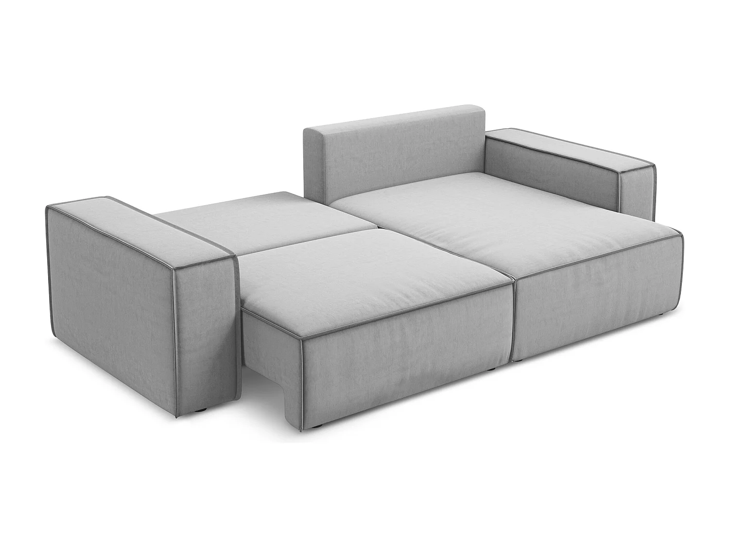 2-Sitzer Ecksofa mit Schlaffunktion - Ecke Rechts - Samt - Grau - KIMO