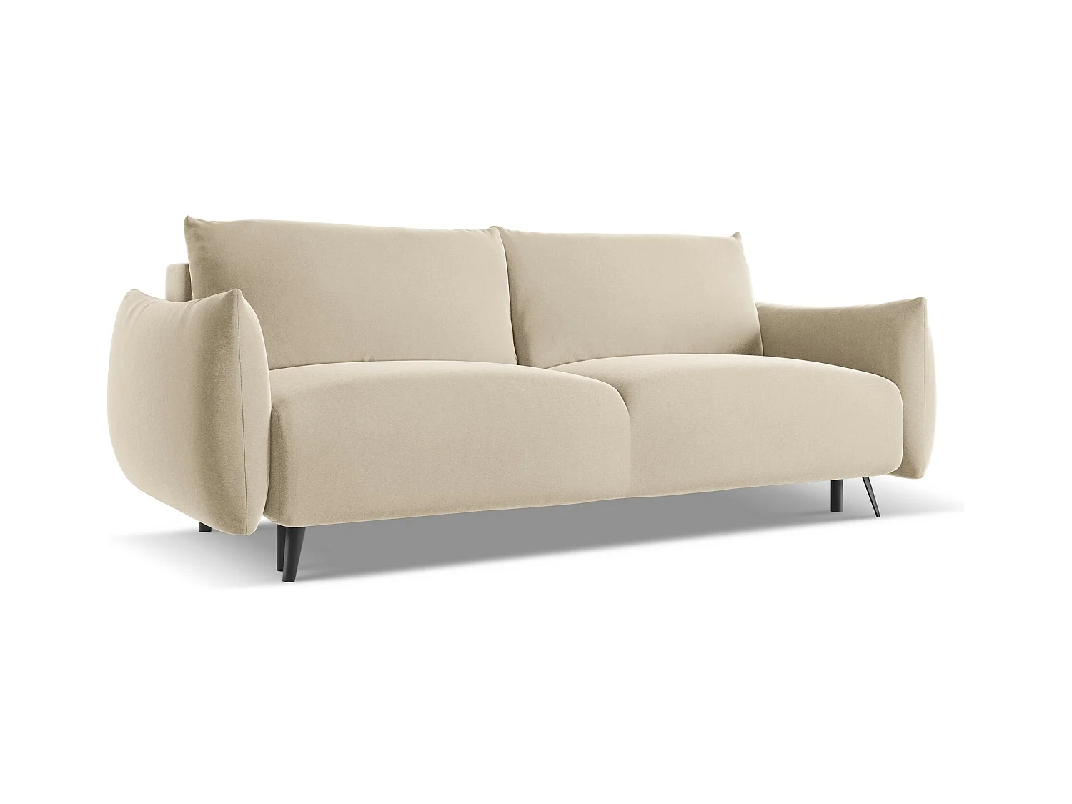 3-Sitzer Sofa mit Schlaffunktion - - Samt - Hell beige - MALIE