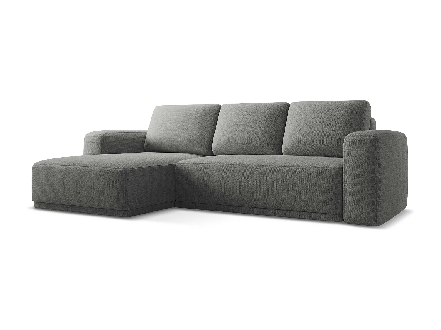 Canapé d'angle gauche convertible en tissu chenille - éléphant - KAILA