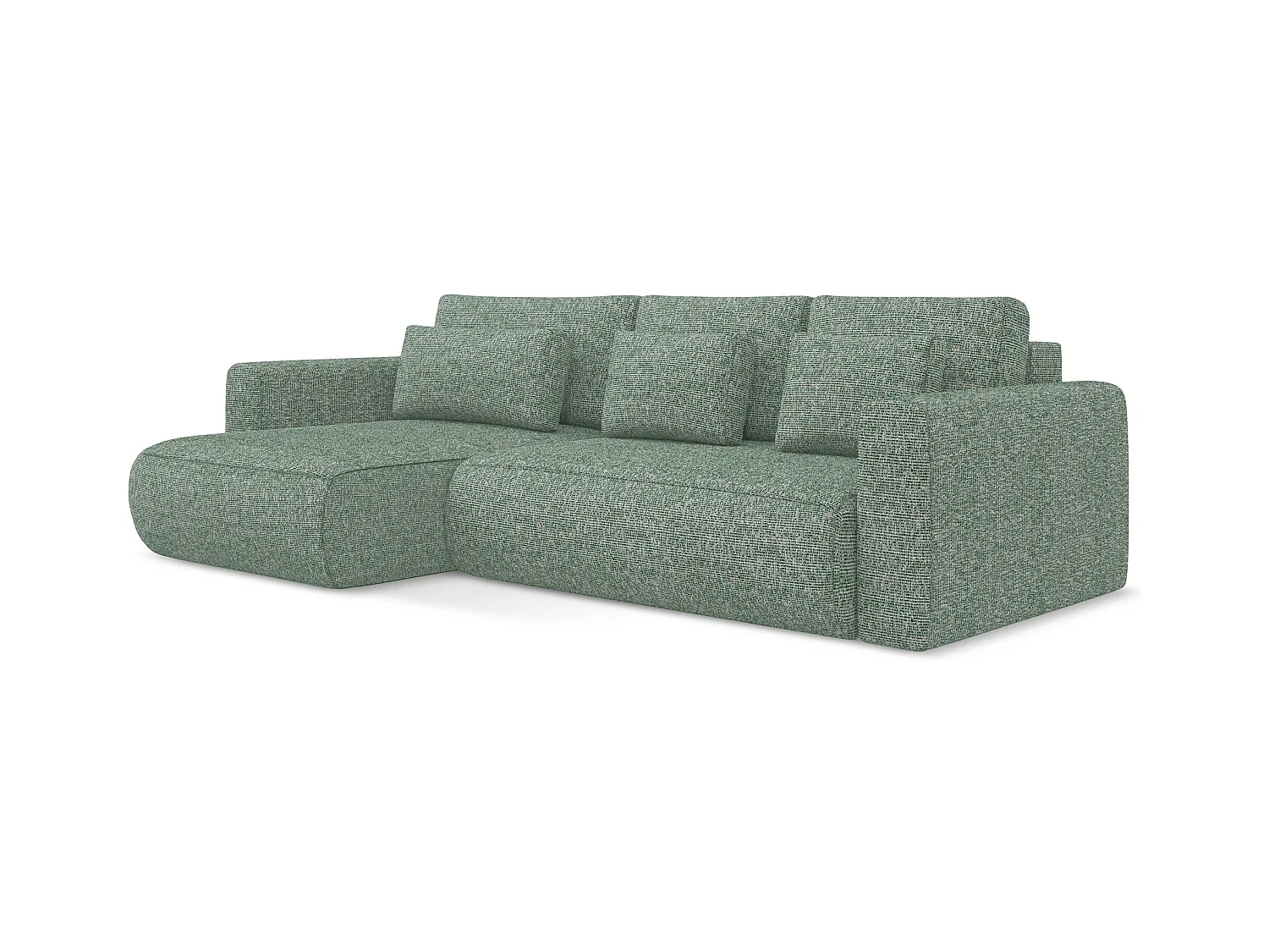 3-Sitzer Ecksofa mit Schlaffunktion - Ecke Links - Strukturstoff - Hellgrün - KAPUA