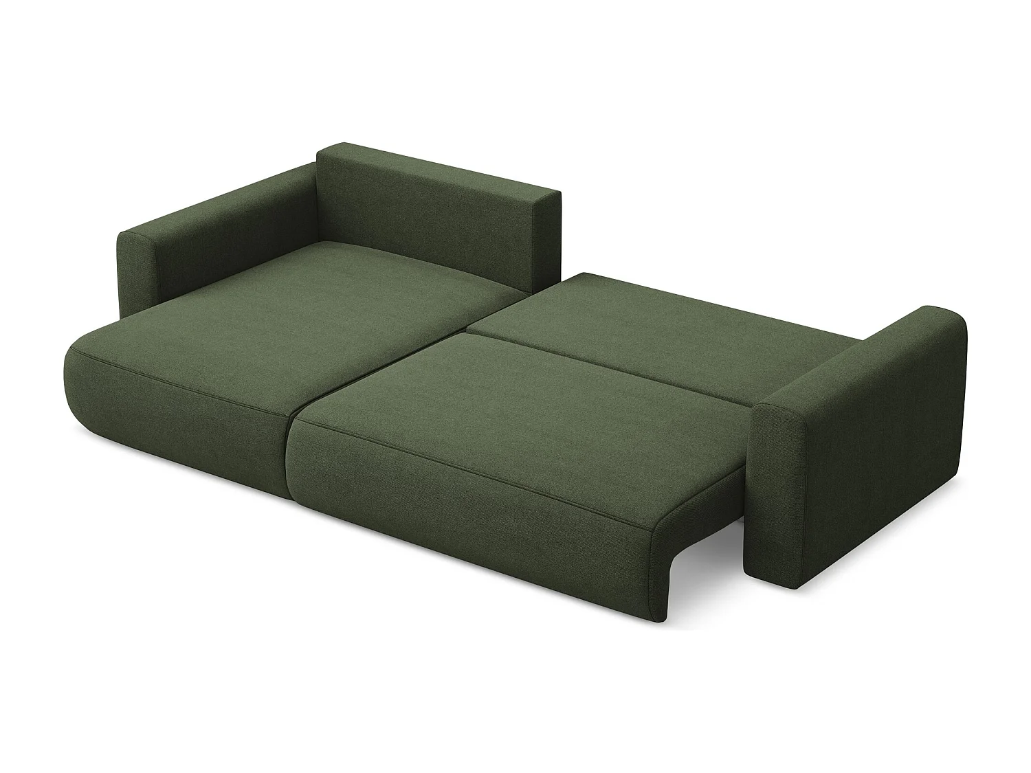 Canapé d’angle 3 places gauche convertible en tissu texturé - olive - KAPUA