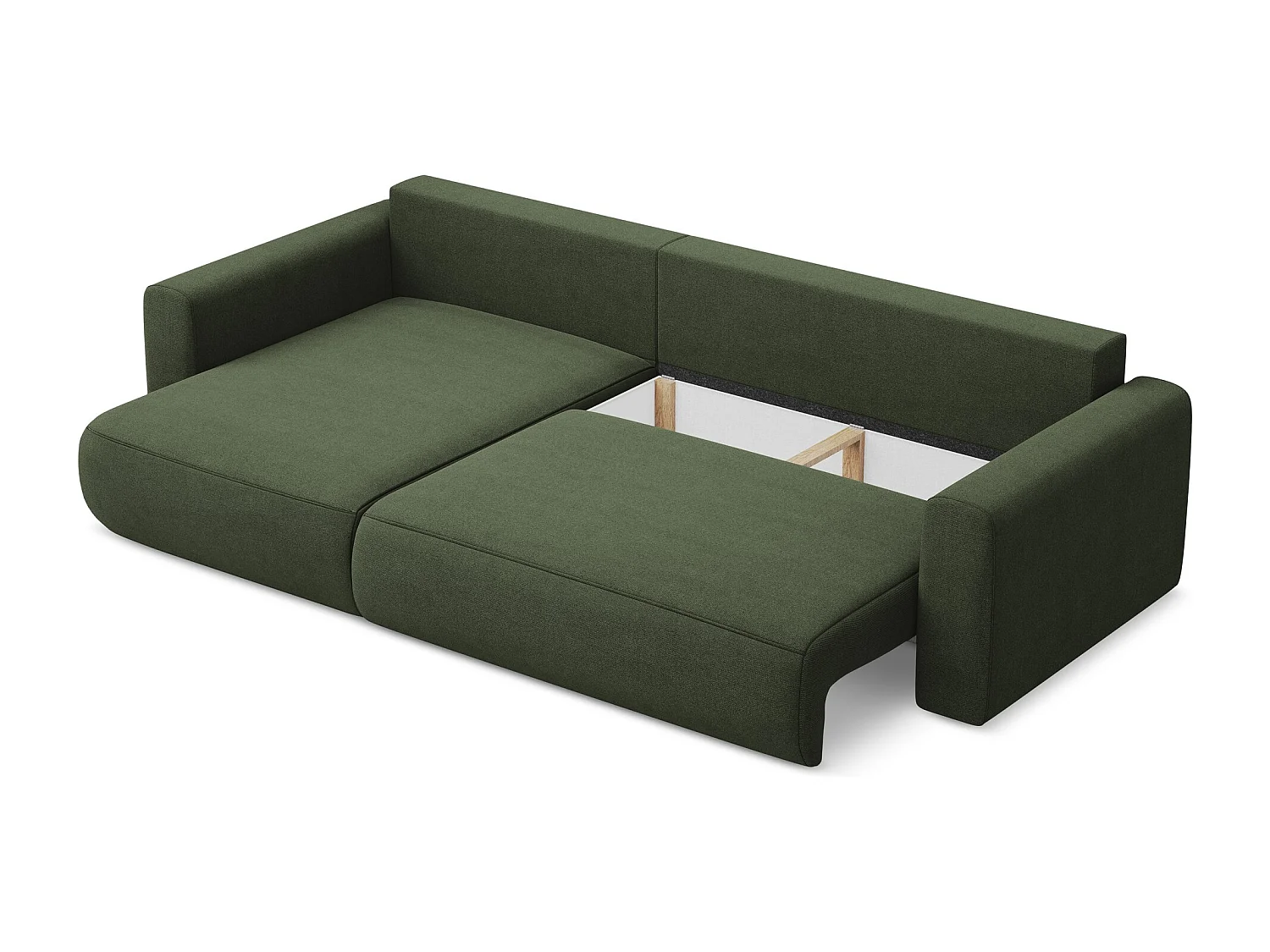 Hoekslaapbank links van olijf textuurstof - KAPUA