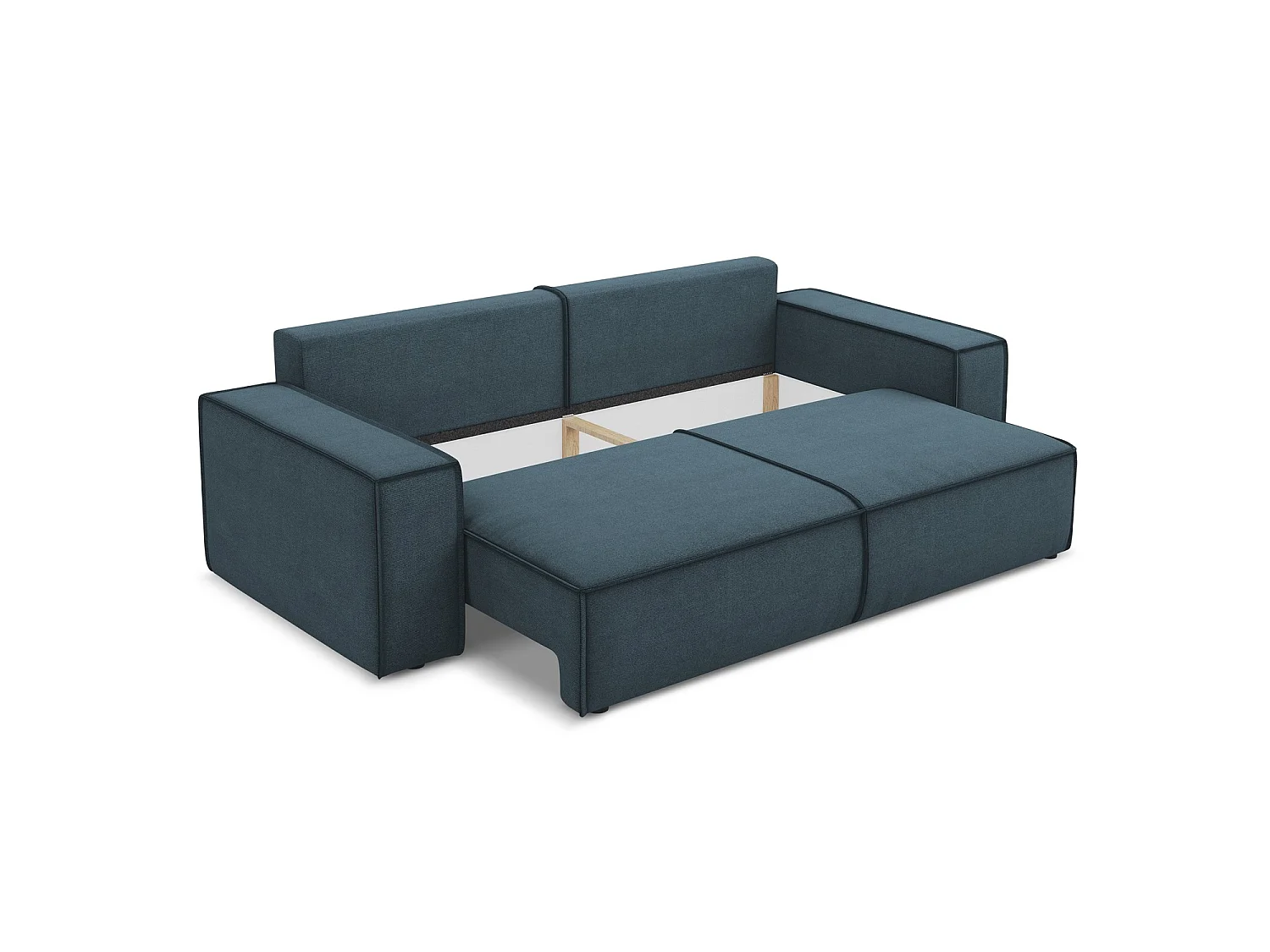 Canapé 3 places convertible en tissu texturé - jeans - LIVORNO