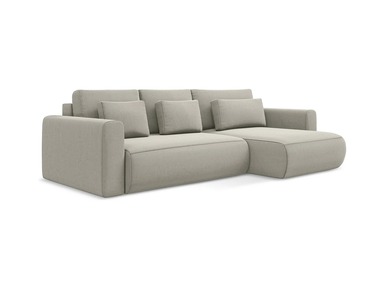 Canapé d’angle 3 places droit convertible en velours - perle - KAPUA