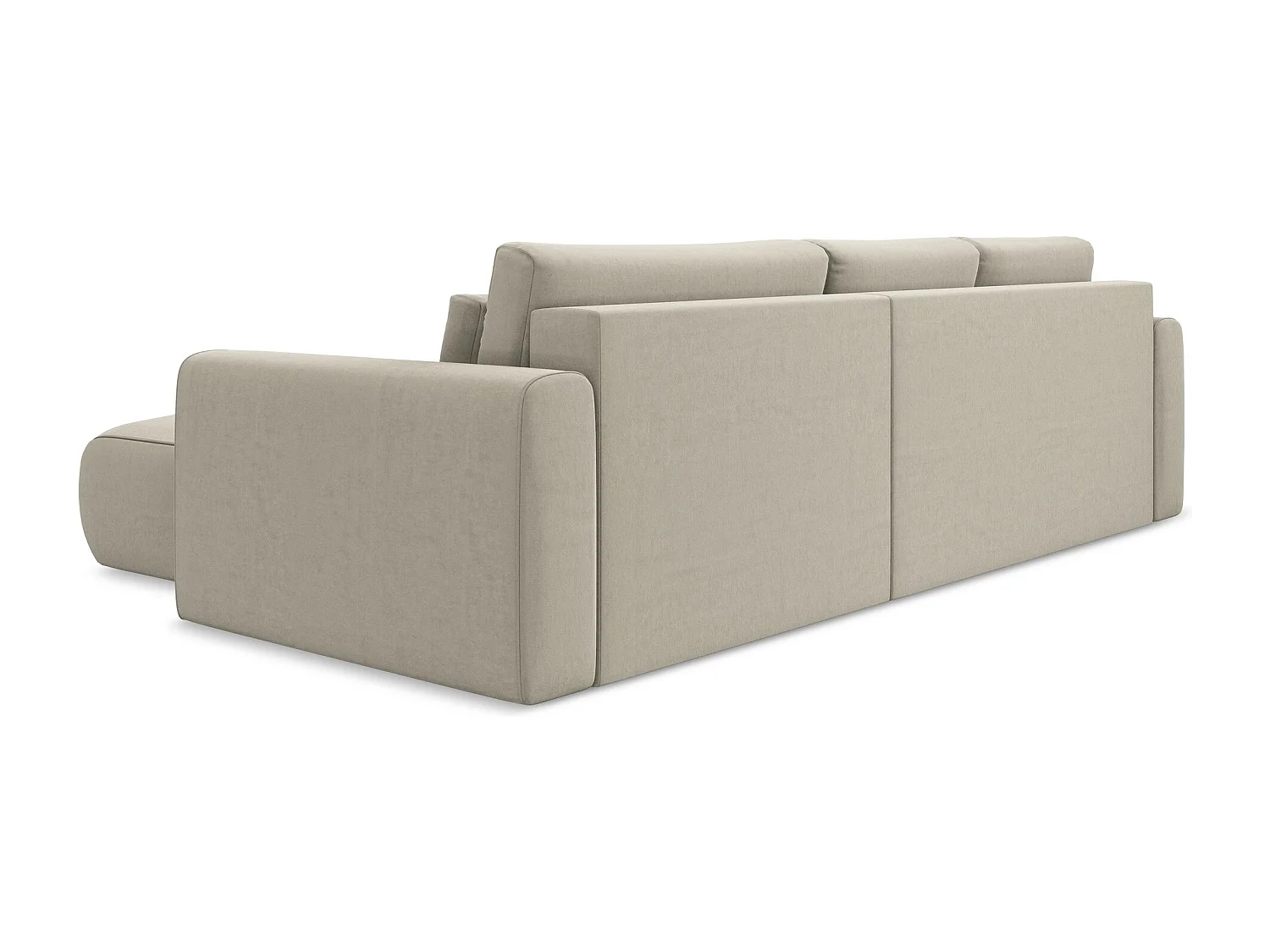 Canapé d’angle 3 places droit convertible en velours - perle - KAPUA