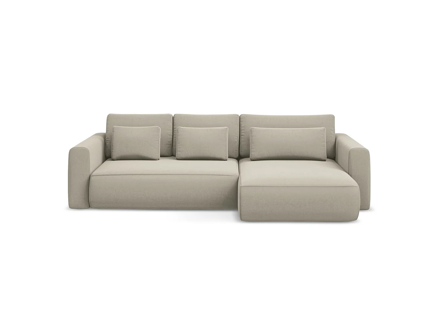 Canapé d'angle droit convertible en velours - perle - PERUGIA