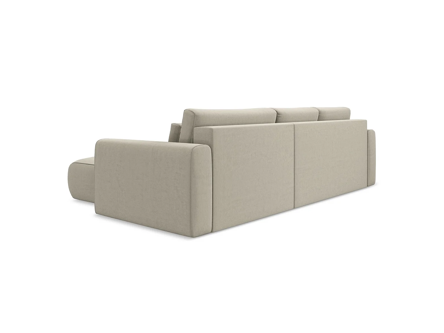 Canapé d'angle droit convertible en velours - perle - PERUGIA