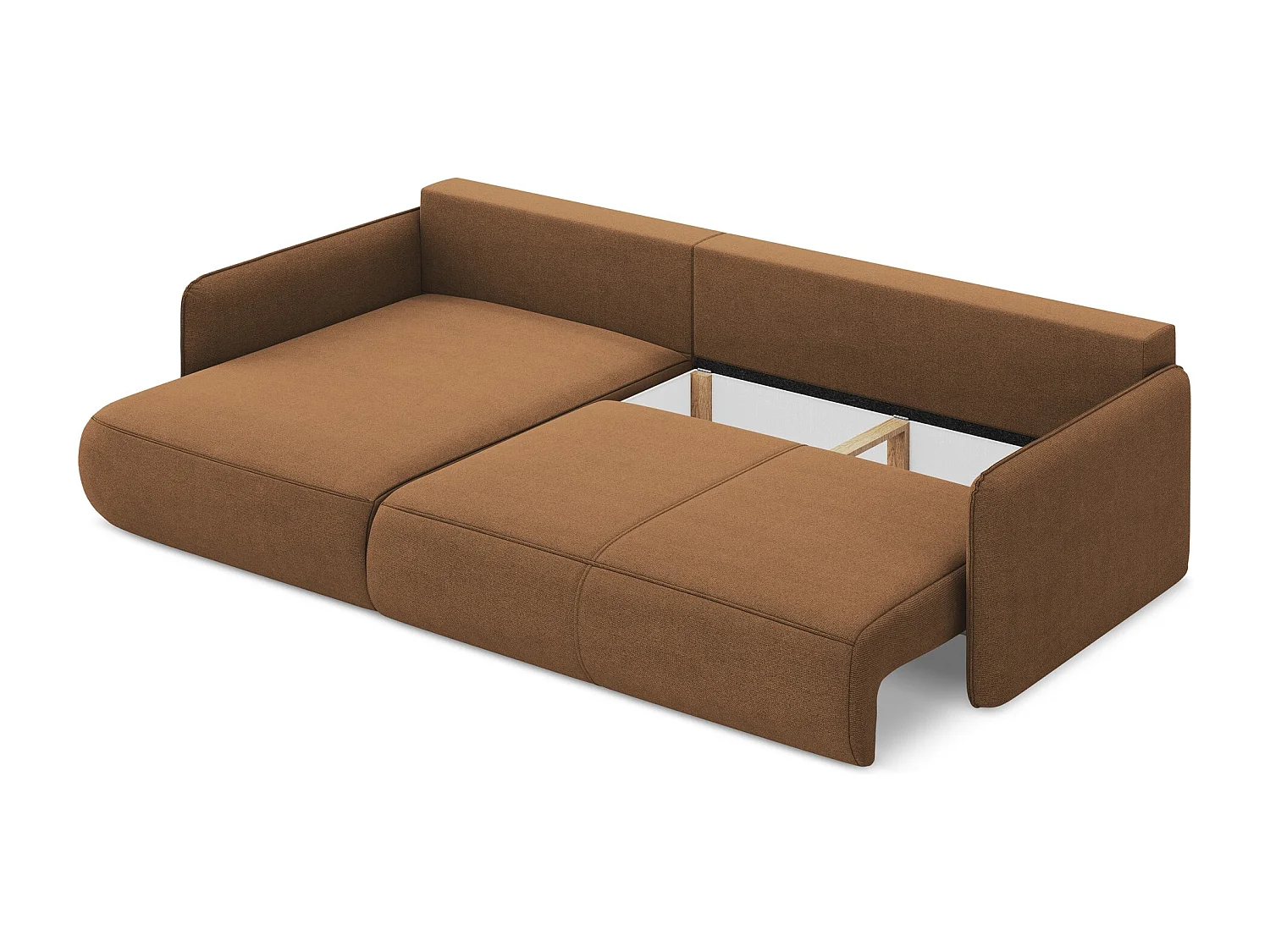 Canapé d’angle 3 places gauche convertible en tissu texturé - terre cuite - NANEA