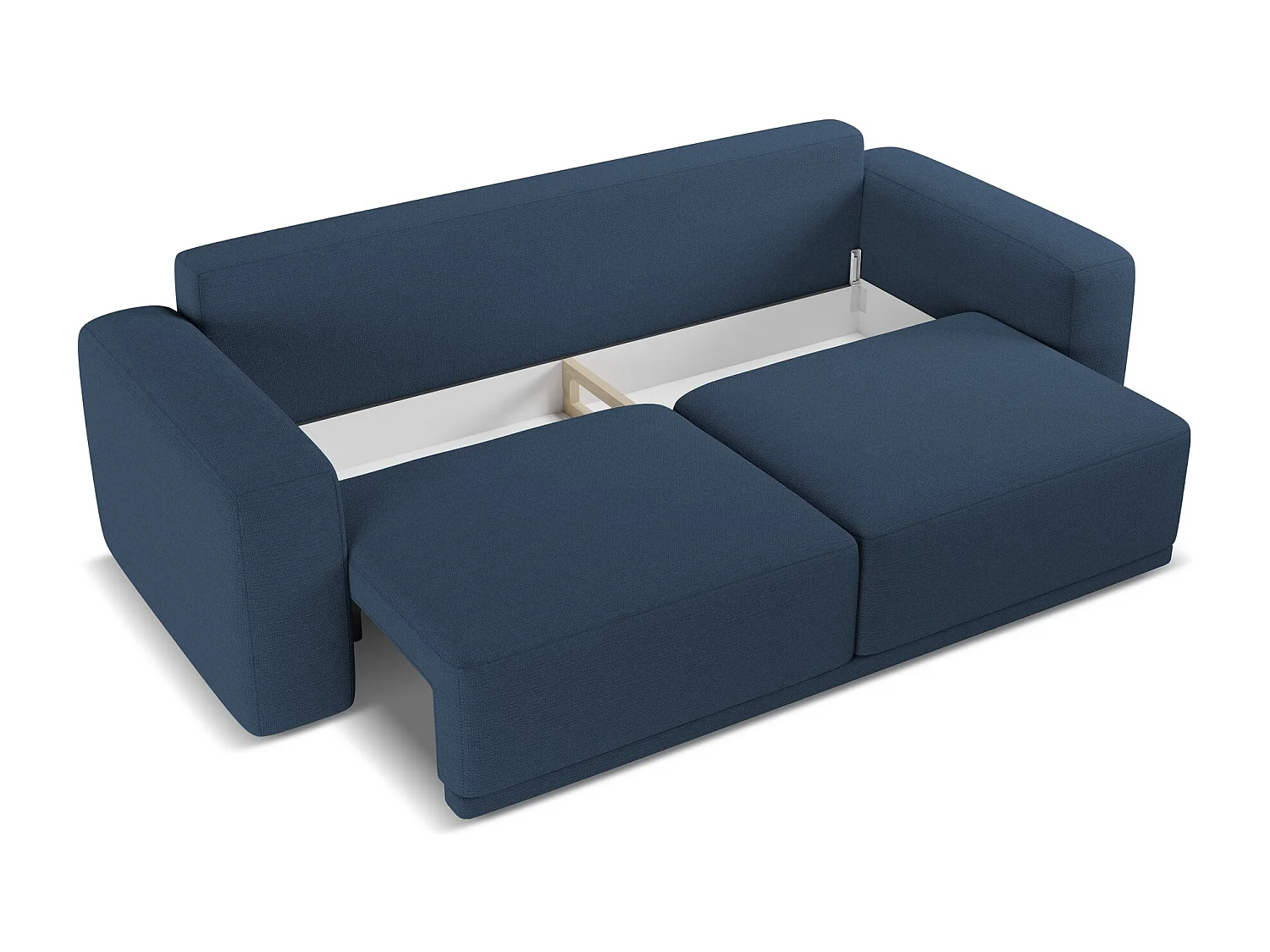 Canapé 3 places convertible en tissu chenille - bleu royal - KAILA