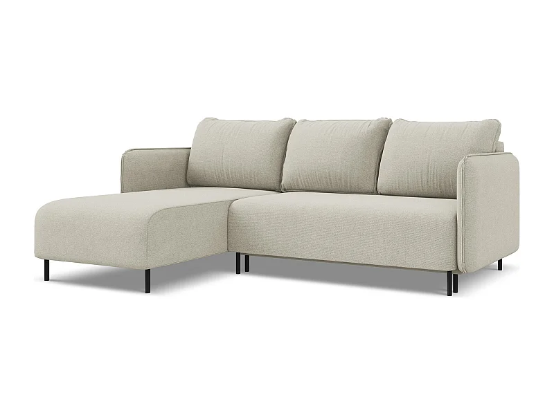 3-Sitzer Ecksofa mit Schlaffunktion - Ecke Links - Strukturstoff - Hell beige - LUANA