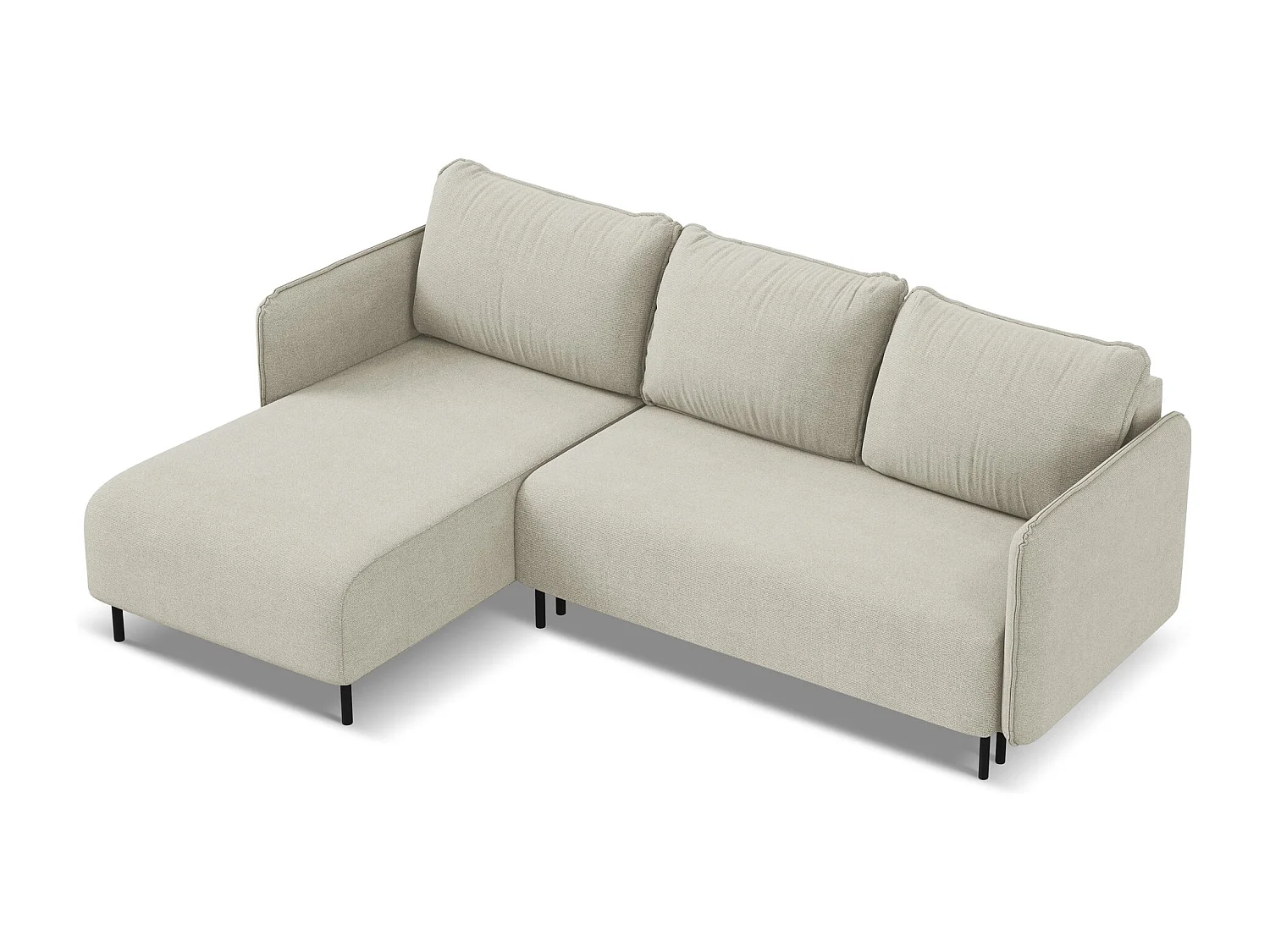 3-Sitzer Ecksofa mit Schlaffunktion - Ecke Links - Strukturstoff - Hell beige - LUANA