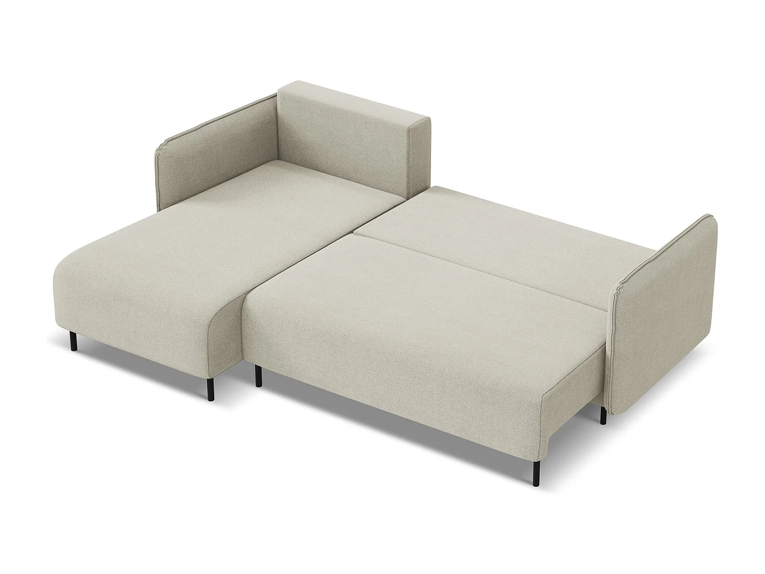 3-Sitzer Ecksofa mit Schlaffunktion - Ecke Links - Strukturstoff - Hell beige - LUANA