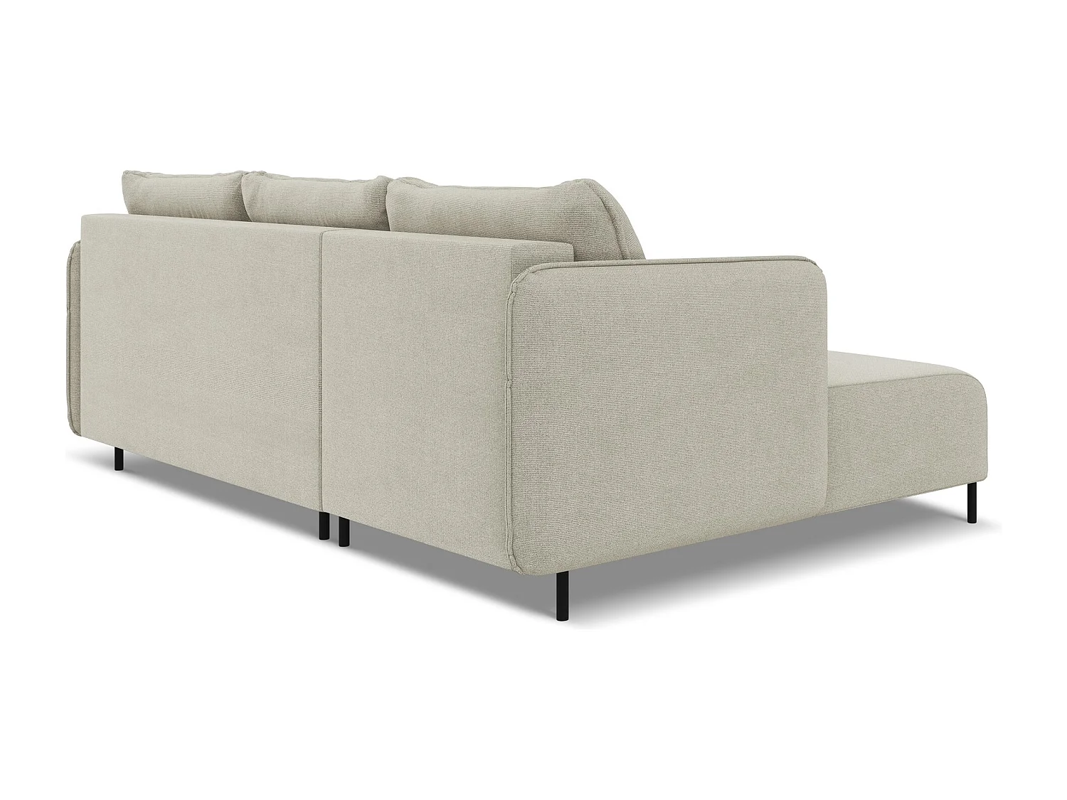 3-Sitzer Ecksofa mit Schlaffunktion - Ecke Links - Strukturstoff - Hell beige - LUANA