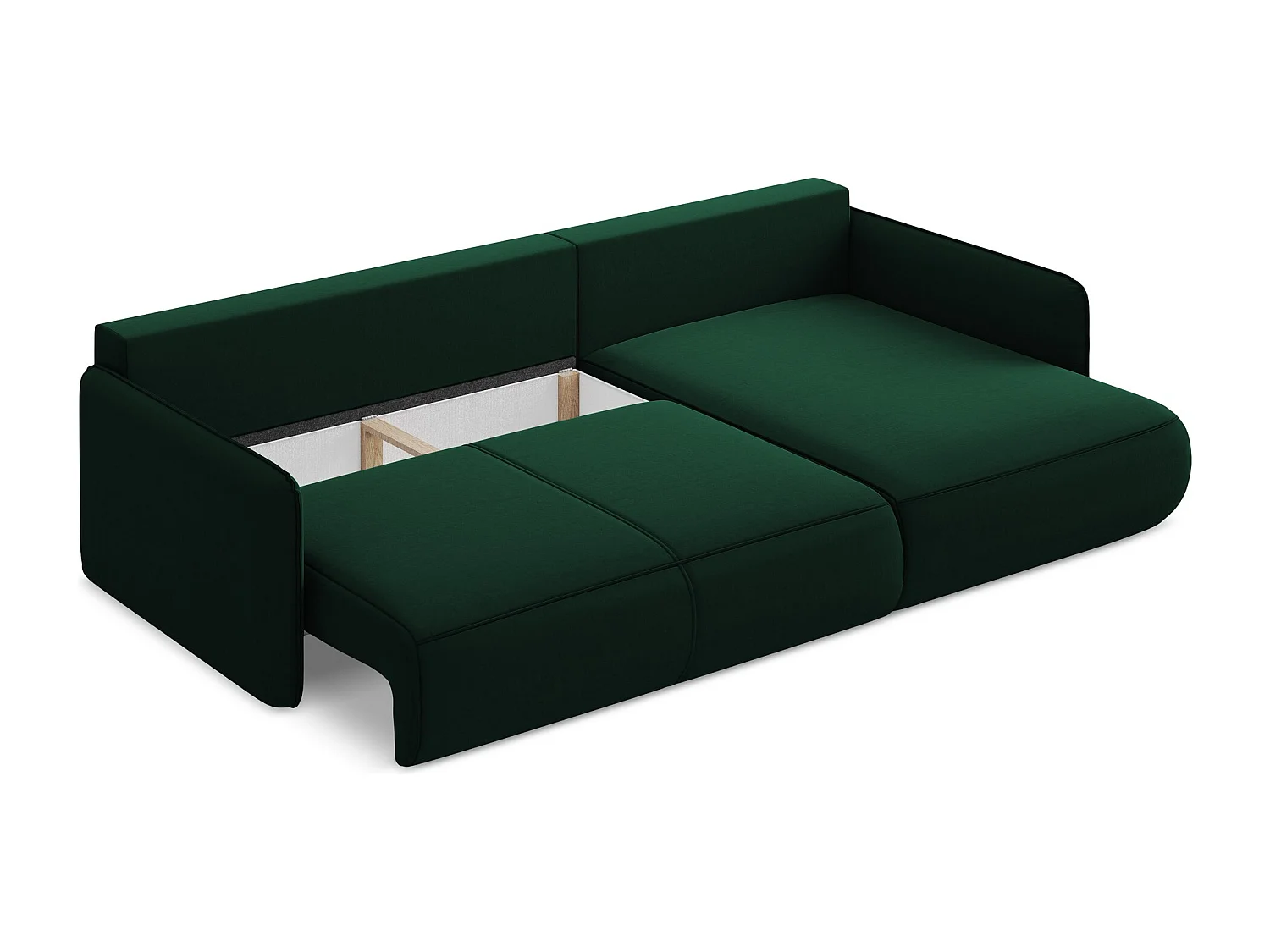Hoekslaapbank rechts van flessengroen velours - NANEA