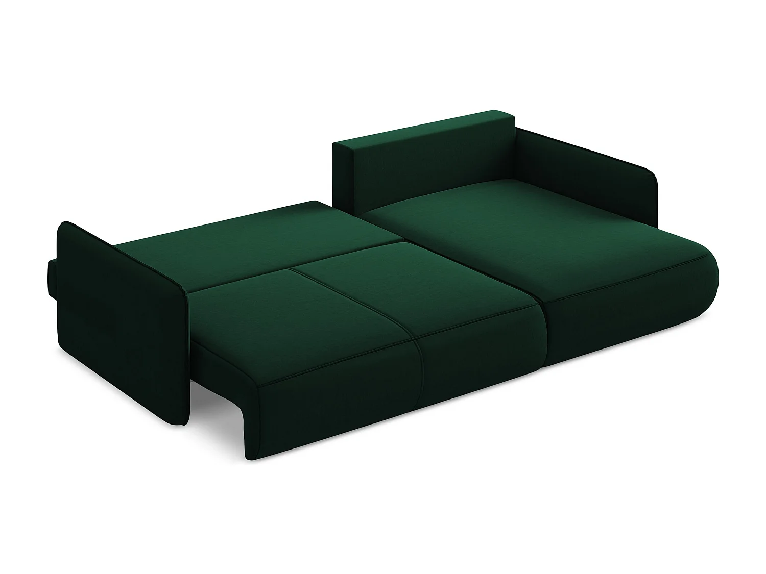 Hoekslaapbank rechts van flessengroen velours - NANEA