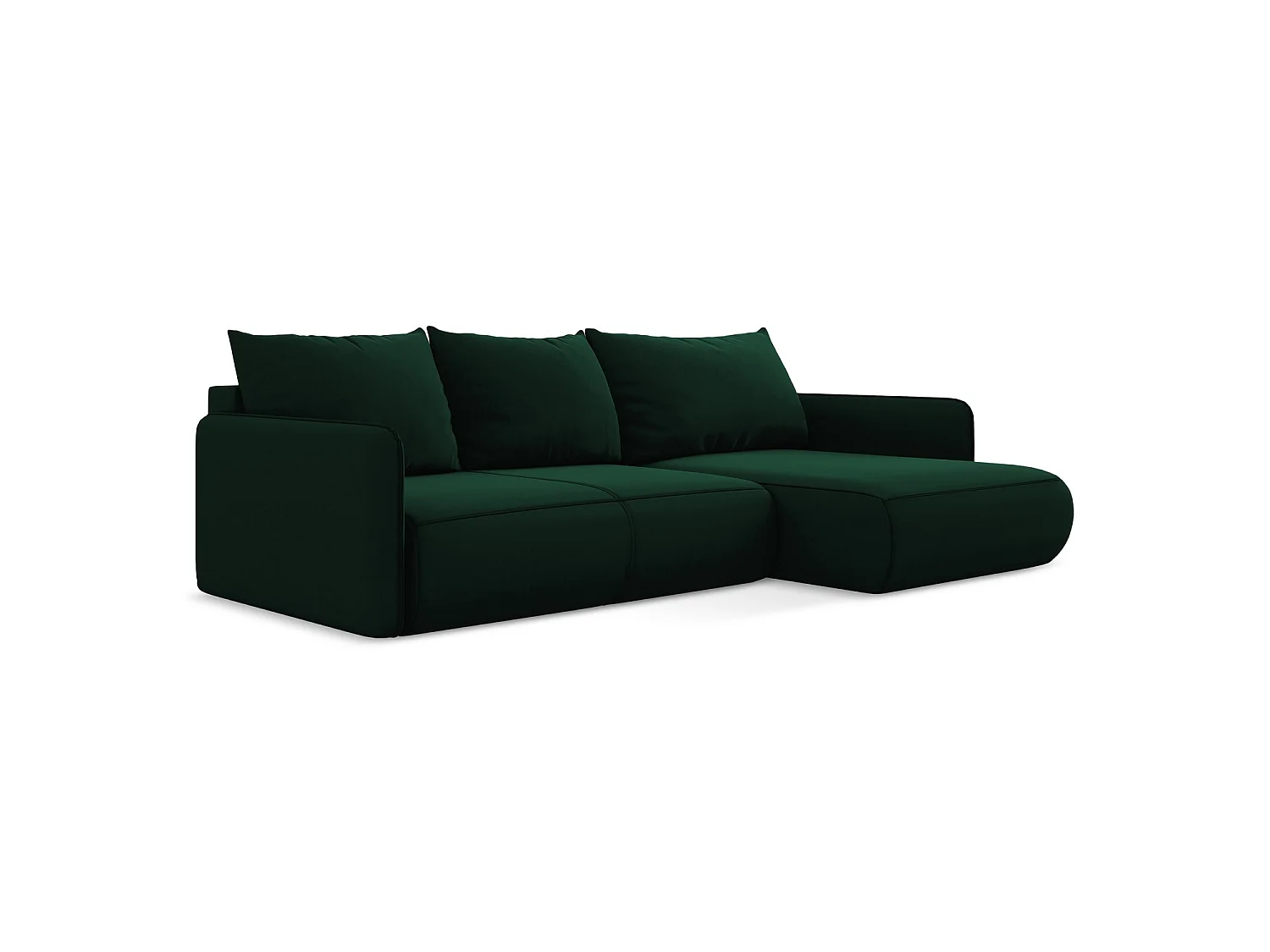 Canapé d'angle droit convertible en velours - bouteille verte - PALERMO