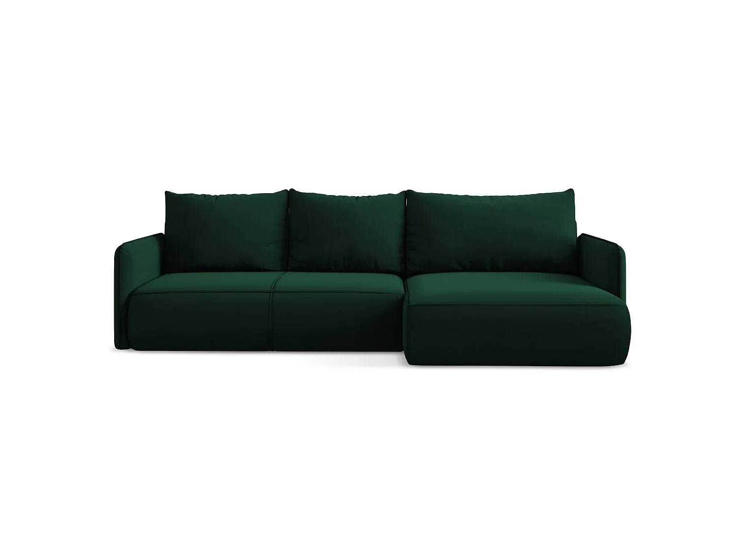 Canapé d'angle droit convertible en velours - bouteille verte - PALERMO