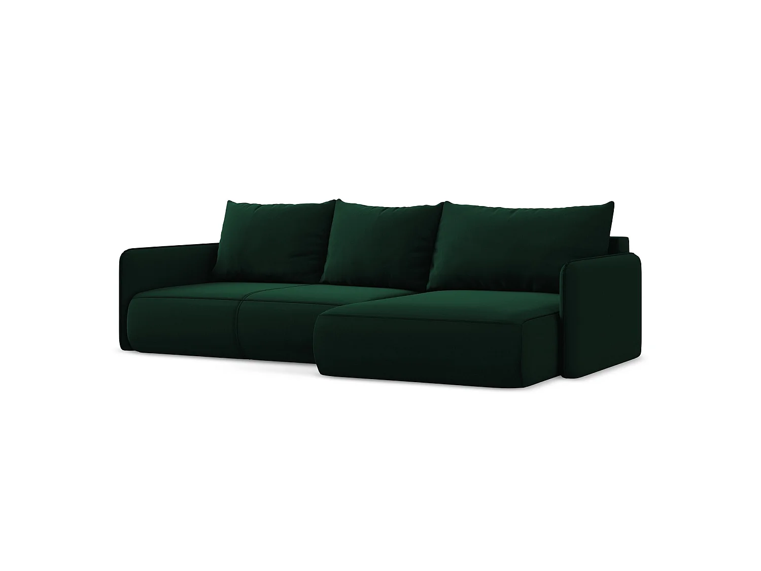 Canapé d'angle droit convertible en velours - bouteille verte - PALERMO