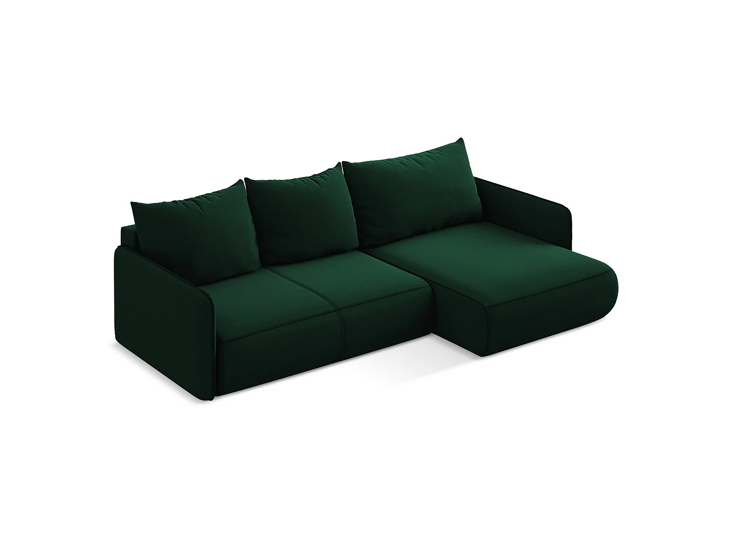 Canapé d'angle droit convertible en velours - bouteille verte - PALERMO