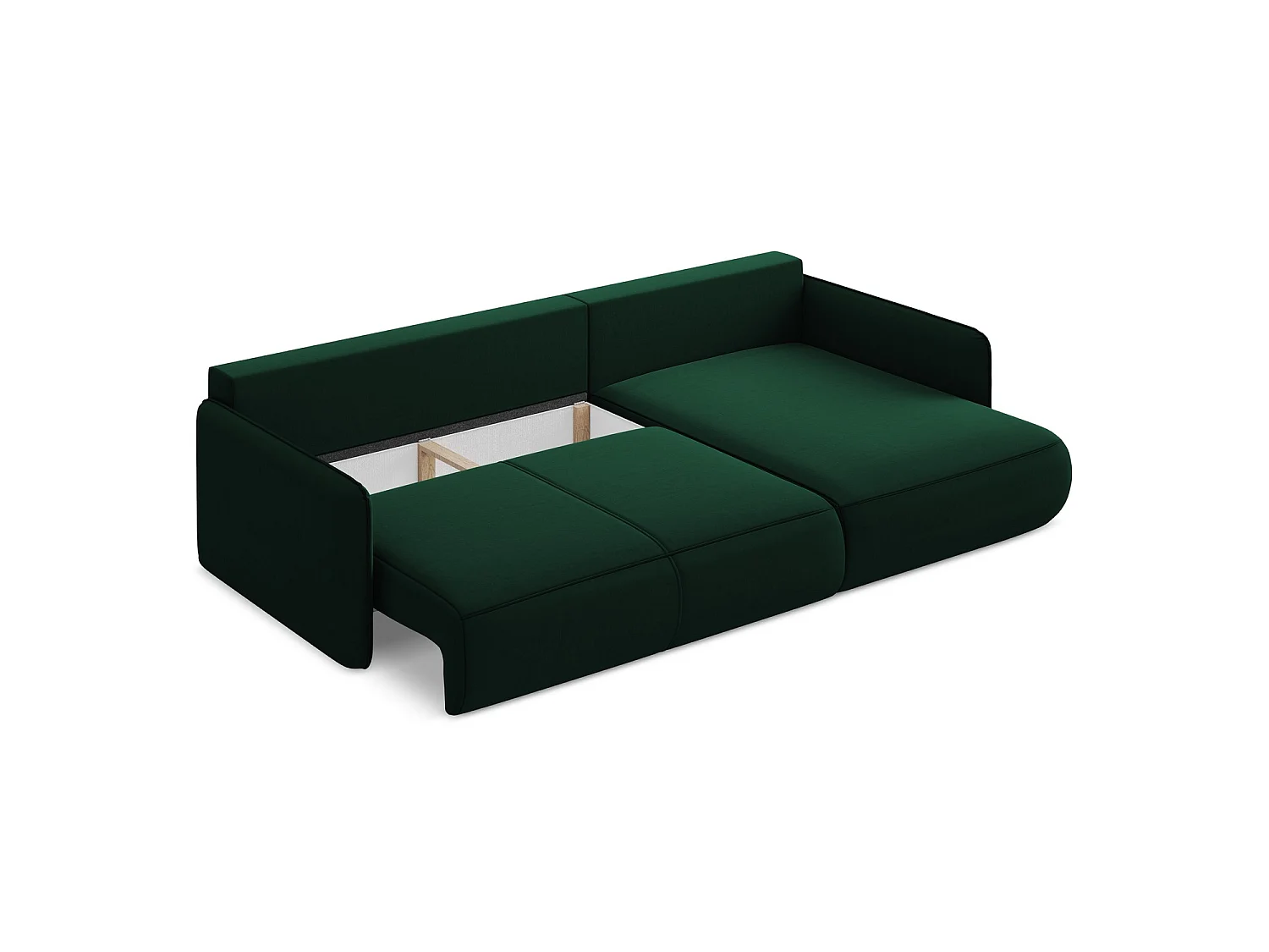 Canapé d'angle droit convertible en velours - bouteille verte - PALERMO