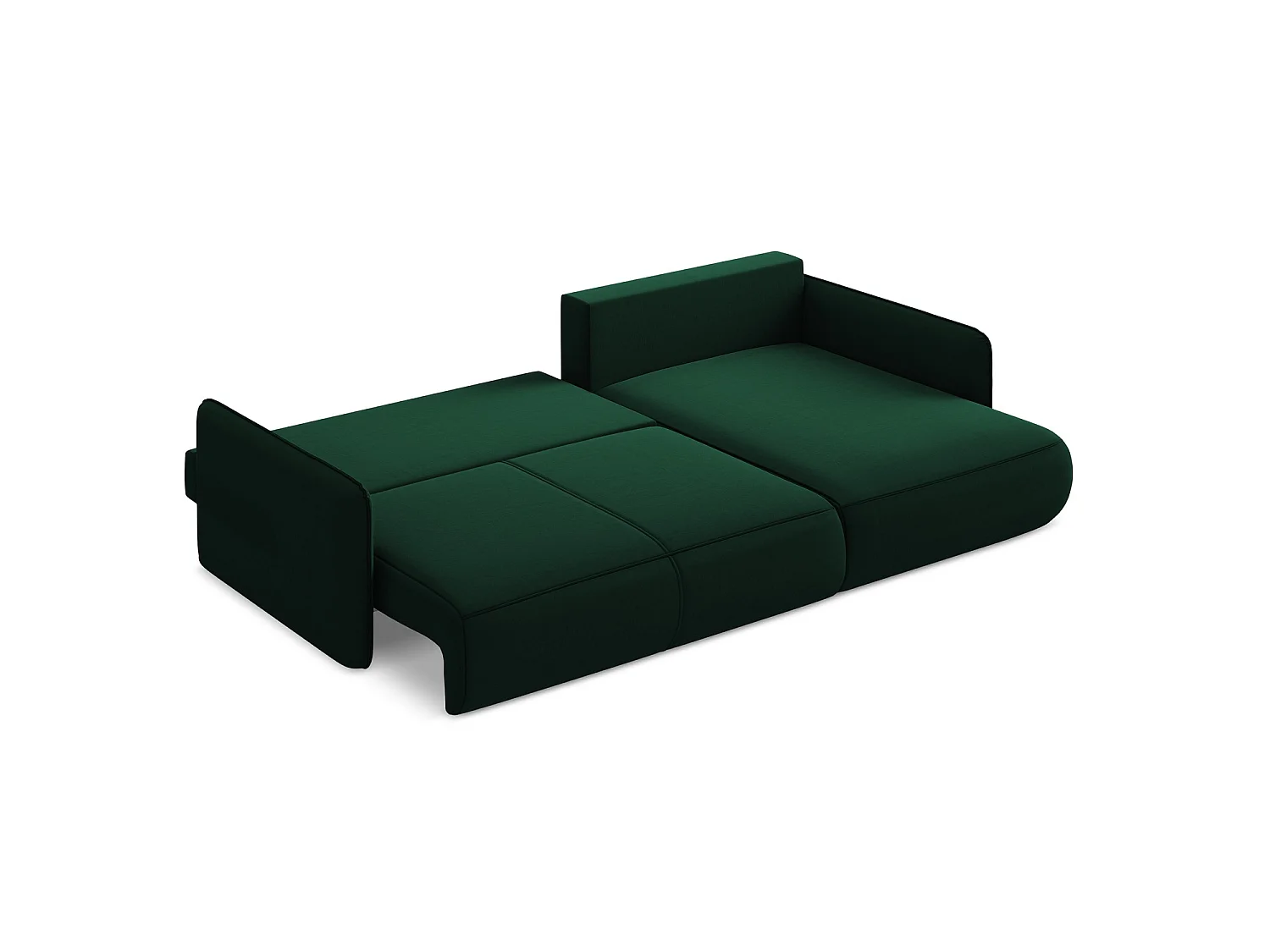 Canapé d'angle droit convertible en velours - bouteille verte - PALERMO