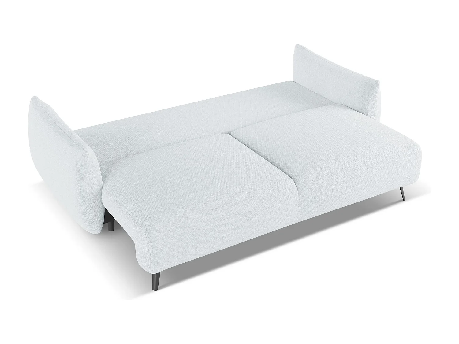 Driezits-slaapbank van lichtblauw chenille stof - MALIE