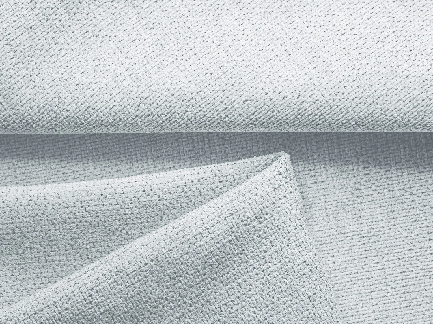 Driezits-slaapbank van lichtblauw chenille stof - MALIE