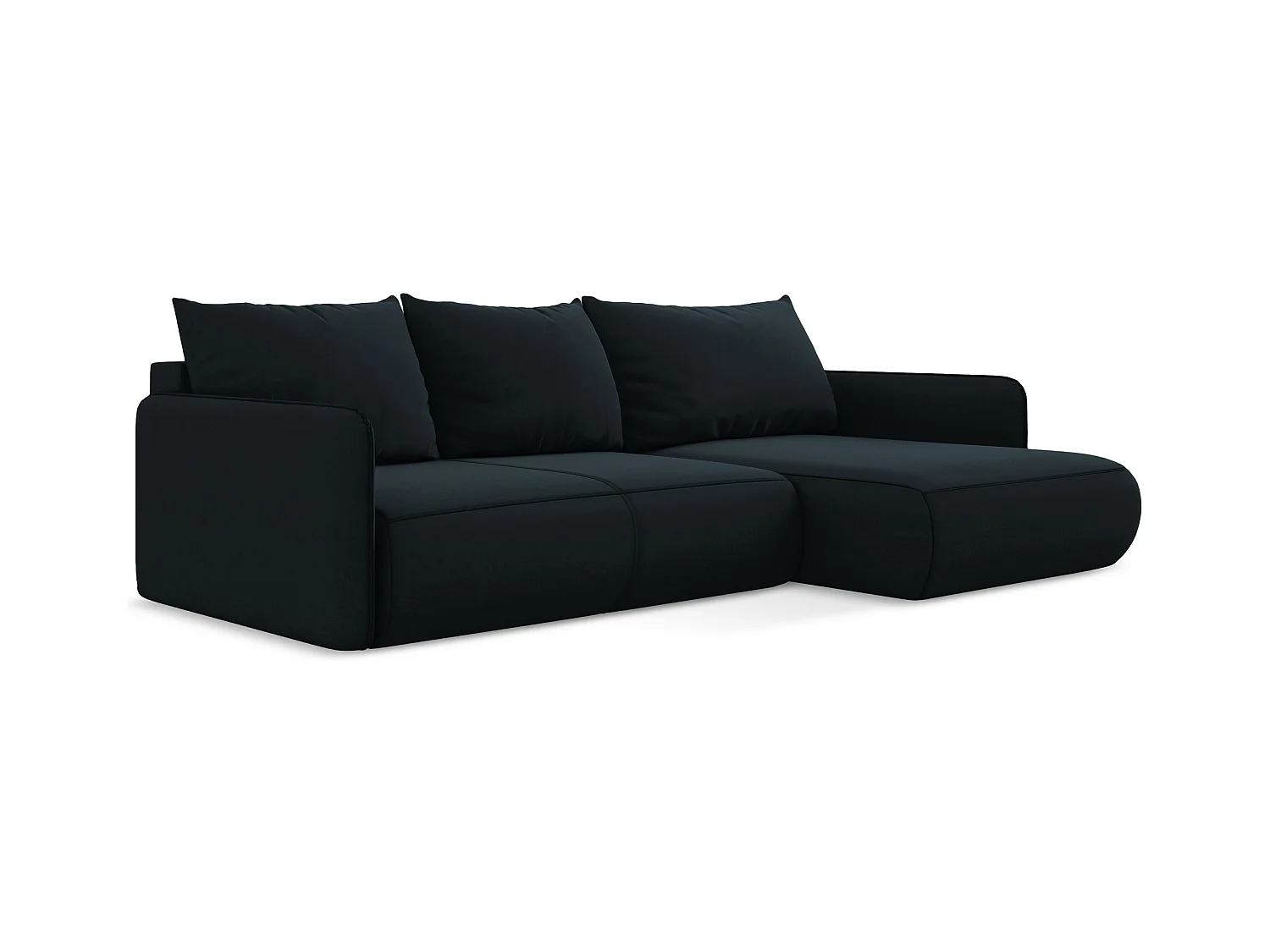 Canapé d’angle 3 places droit convertible en velours - bleu royal - NANEA