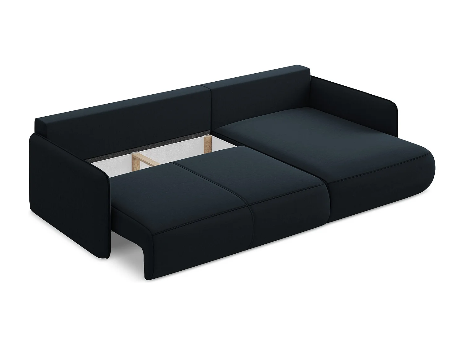 Canapé d’angle 3 places droit convertible en velours - bleu royal - NANEA