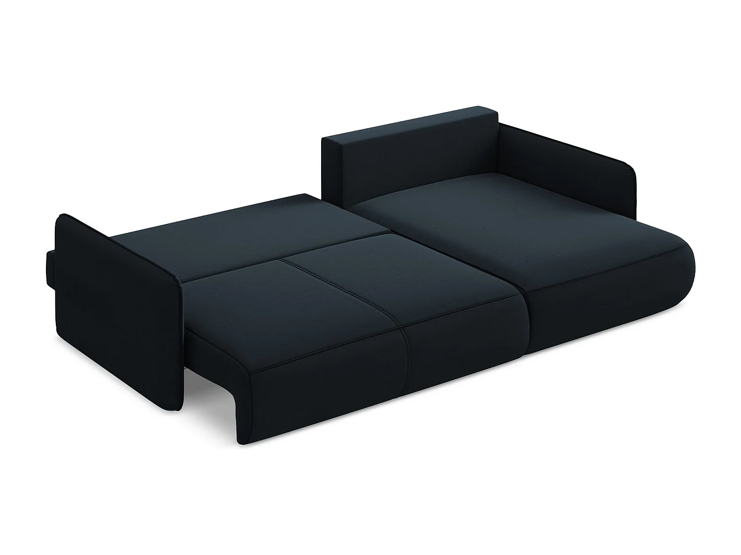 Canapé d’angle 3 places droit convertible en velours - bleu royal - NANEA